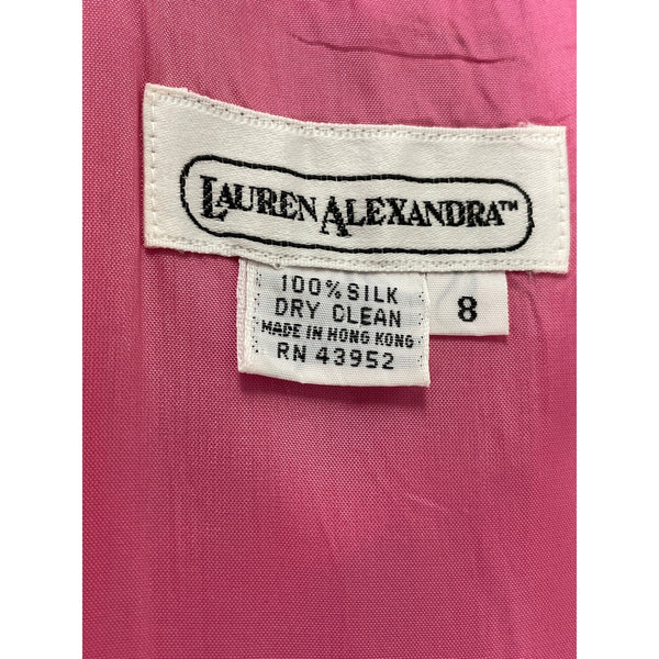 Vintage Lauren Alexander Strapless Pink & Black Ruched Bodycon Dress Size 8