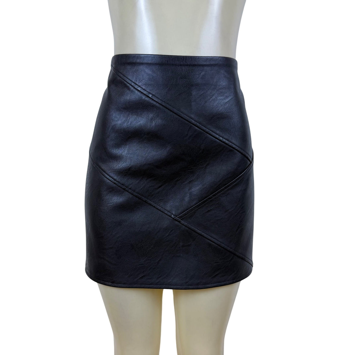 Topshop Womens Black Polyester Cotton Mini Skirt With Zip Back Size 12