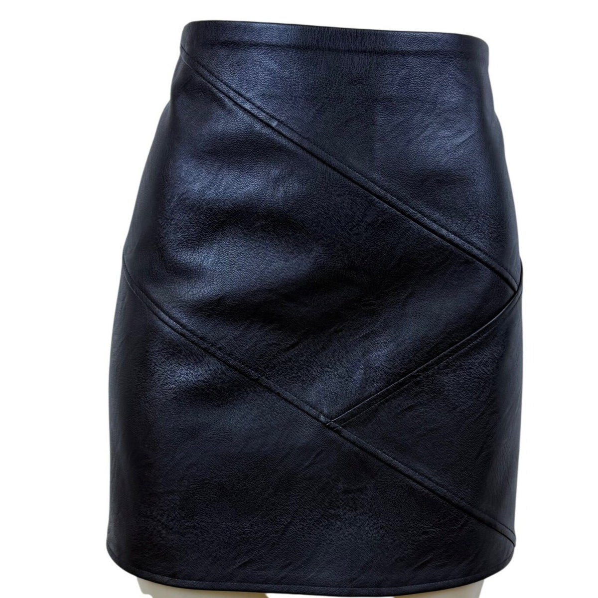 Topshop Womens Black Polyester Cotton Mini Skirt With Zip Back Size 12