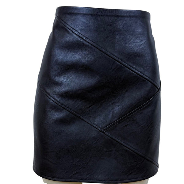 Topshop Womens Black Polyester Cotton Mini Skirt With Zip Back Size 12