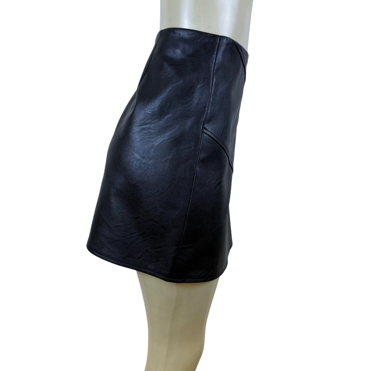 Topshop Womens Black Polyester Cotton Mini Skirt With Zip Back Size 12