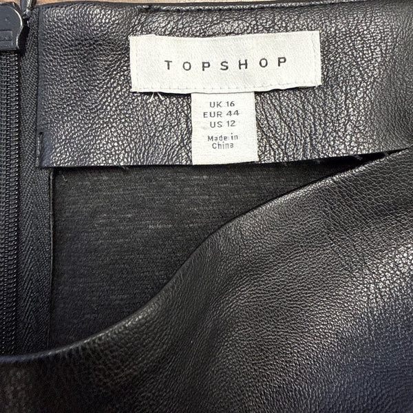 Topshop Womens Black Polyester Cotton Mini Skirt With Zip Back Size 12