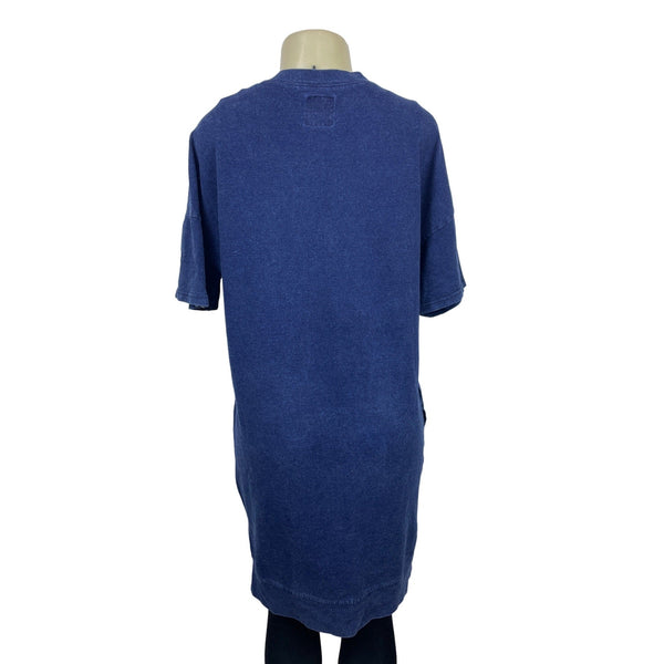 Designed by Korea Donald Duck Women's Short Sleeve Blue Denim Print Dress Sz L