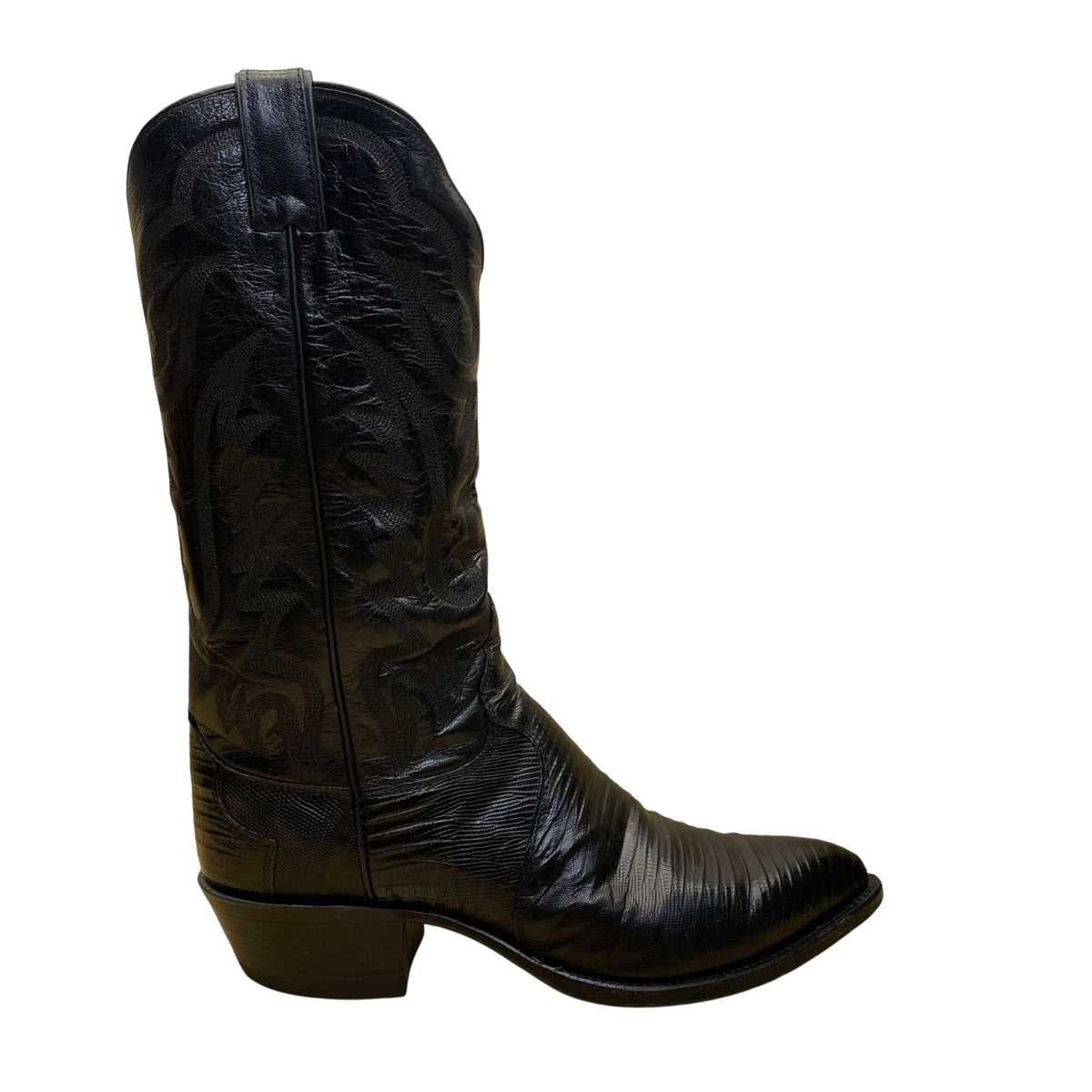 Justin Men’s Black Lizard  Style Leather Western Cowboy Boots Size 8.5D