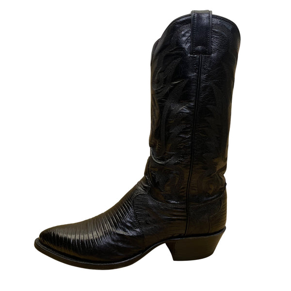 Justin Men’s Black Lizard  Style Leather Western Cowboy Boots Size 8.5D