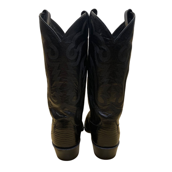 Justin Men’s Black Lizard  Style Leather Western Cowboy Boots Size 8.5D