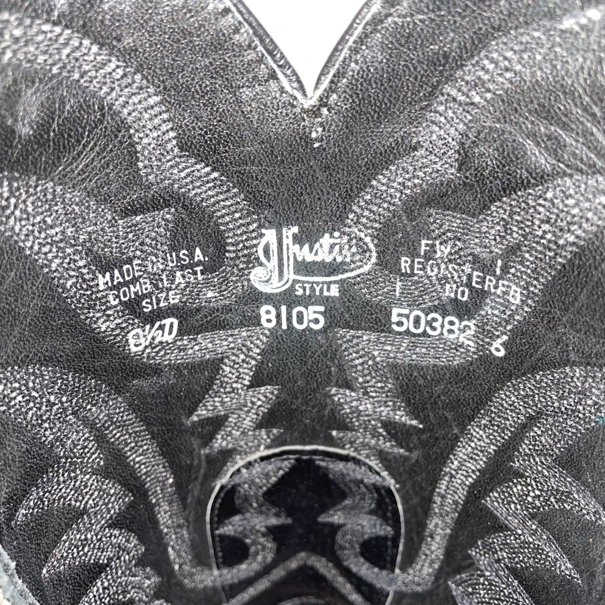 Justin Men’s Black Lizard  Style Leather Western Cowboy Boots Size 8.5D