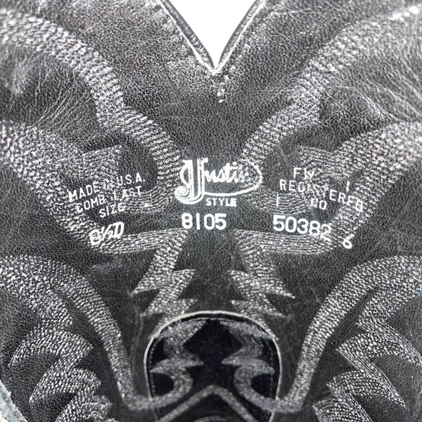 Justin Men’s Black Lizard  Style Leather Western Cowboy Boots Size 8.5D