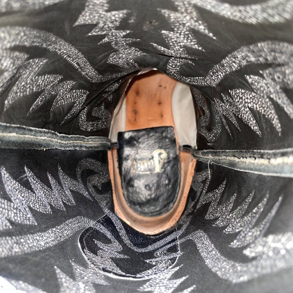 Justin Men’s Black Lizard  Style Leather Western Cowboy Boots Size 8.5D