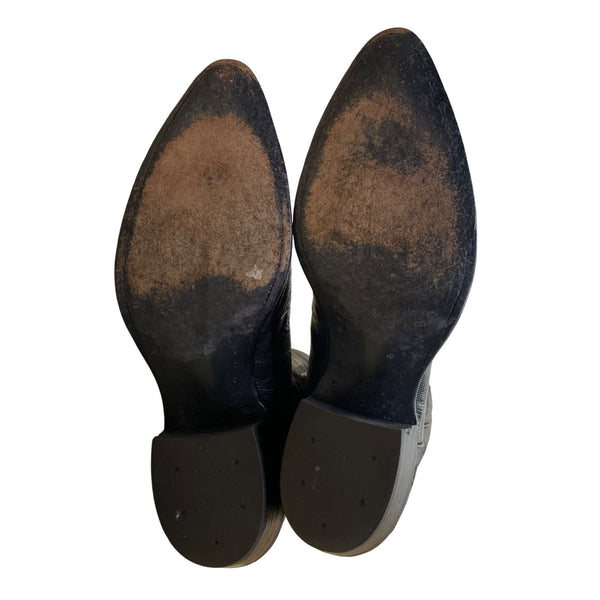 Justin Men’s Black Lizard  Style Leather Western Cowboy Boots Size 8.5D