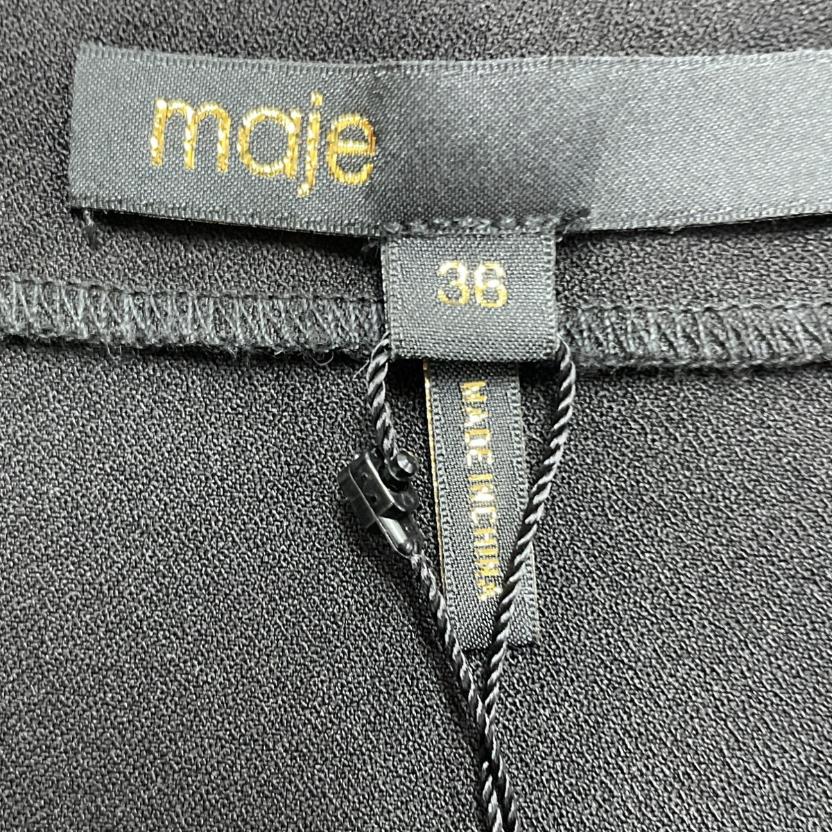 Maje Women's Black Long-Sleeve Wrap Dress Rhinestone Pattern Size 36 - New