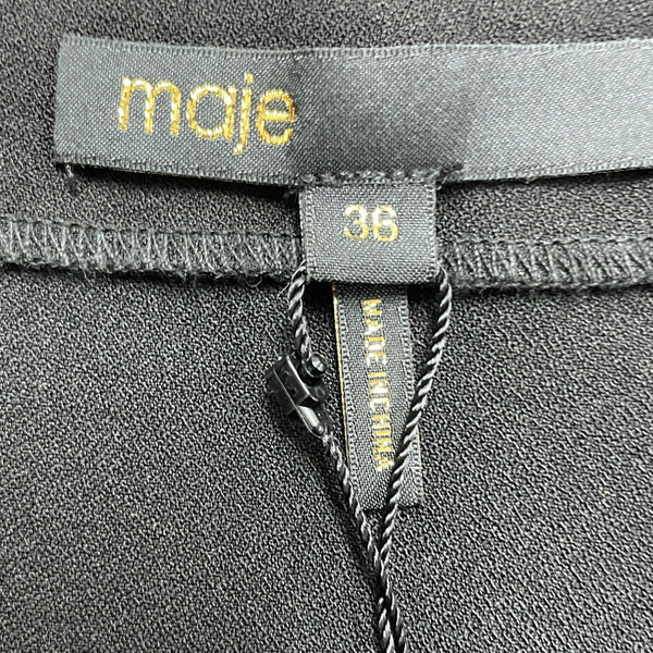 Maje Women's Black Long-Sleeve Wrap Dress Rhinestone Pattern Size 36 - New