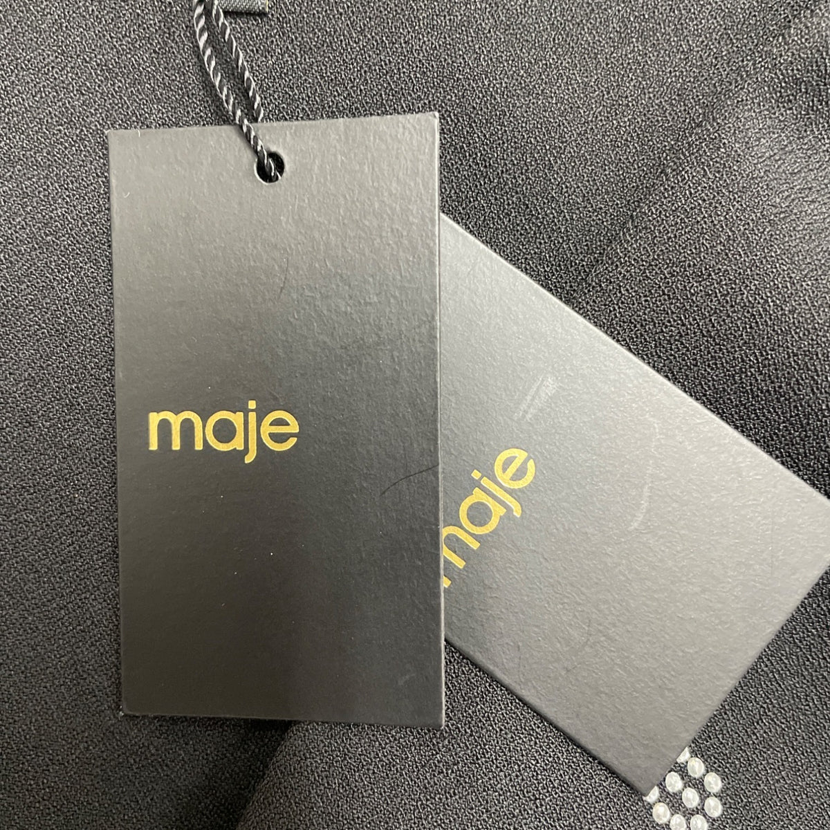 Maje Women's Black Long-Sleeve Wrap Dress Rhinestone Pattern Size 36 - New