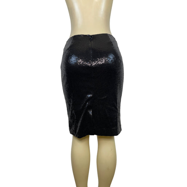 Calvin Klein Womens Black Sequin Pencil Skirt Size 12 Nylon/Polyester
