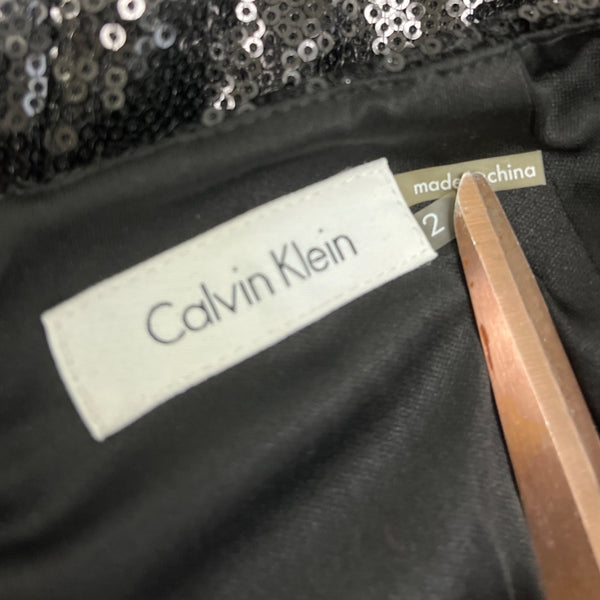 Calvin Klein Womens Black Sequin Pencil Skirt Size 12 Nylon/Polyester