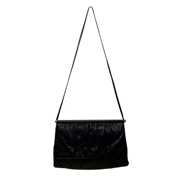 Vintage Mardane Women’s Blue Leather Ruched Flap Closure Shoulder Bag Size M