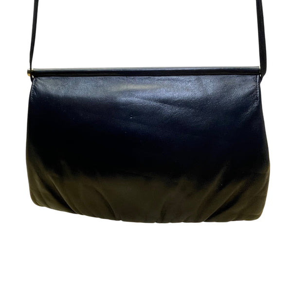 Vintage Mardane Women’s Blue Leather Ruched Flap Closure Shoulder Bag Size M