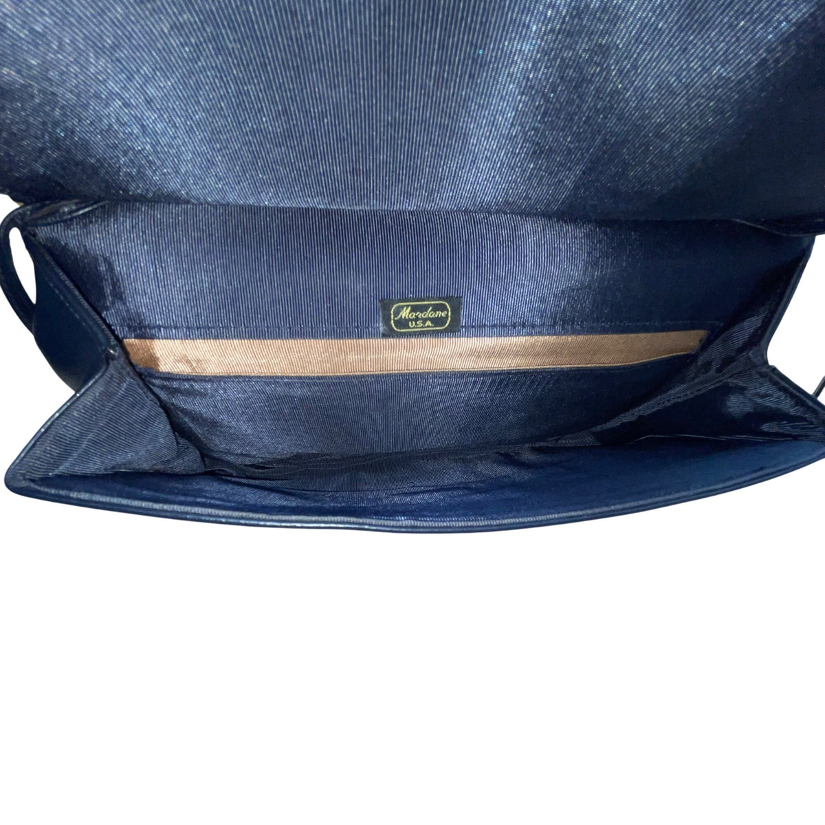 Vintage Mardane Women’s Blue Leather Ruched Flap Closure Shoulder Bag Size M