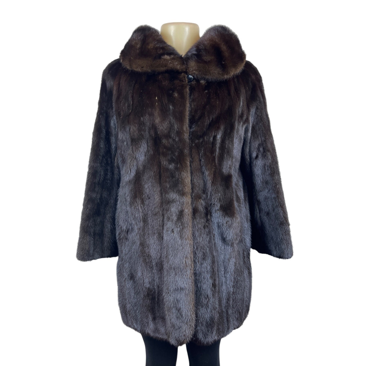 Gartenhaus Dark Brown Fur Coat Genuine Mink Mid Length Luxury Outerwear