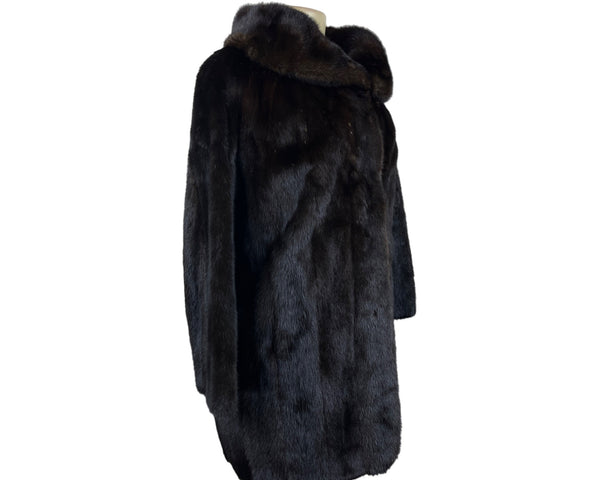 Gartenhaus Dark Brown Fur Coat Genuine Mink Mid Length Luxury Outerwear