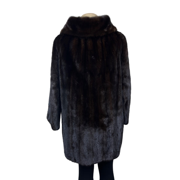 Gartenhaus Dark Brown Fur Coat Genuine Mink Mid Length Luxury Outerwear