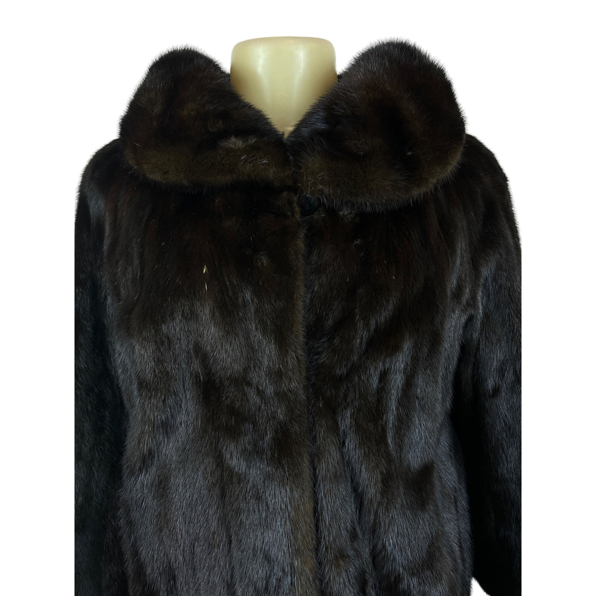 Gartenhaus Dark Brown Fur Coat Genuine Mink Mid Length Luxury Outerwear