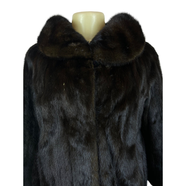 Gartenhaus Dark Brown Fur Coat Genuine Mink Mid Length Luxury Outerwear
