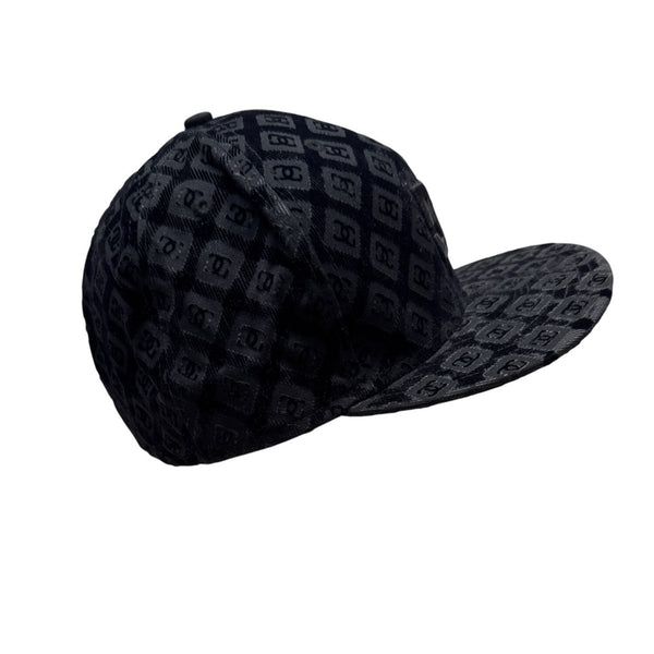 Y2K DC Shoes Black Monogrammed Baseball Cap New Era Embroidered Logo Size 7 3/8