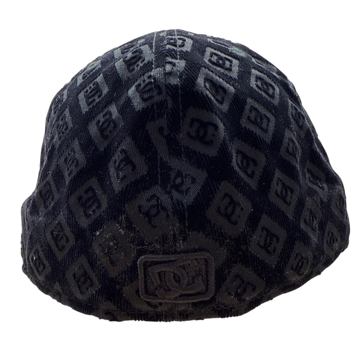 Y2K DC Shoes Black Monogrammed Baseball Cap New Era Embroidered Logo Size 7 3/8