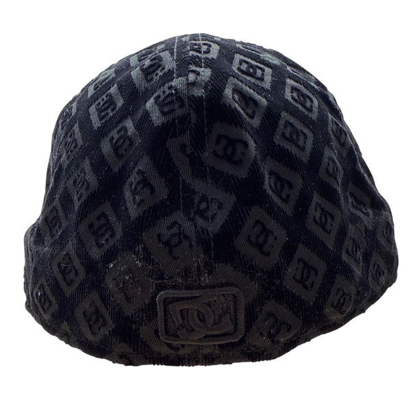 Y2K DC Shoes Black Monogrammed Baseball Cap New Era Embroidered Logo Size 7 3/8