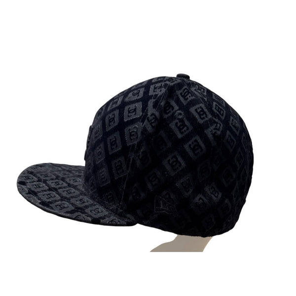 Y2K DC Shoes Black Monogrammed Baseball Cap New Era Embroidered Logo Size 7 3/8