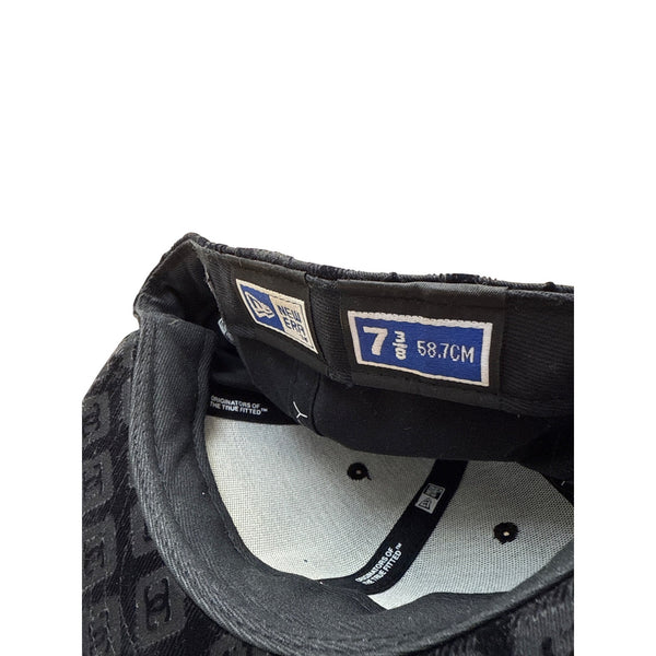 Y2K DC Shoes Black Monogrammed Baseball Cap New Era Embroidered Logo Size 7 3/8