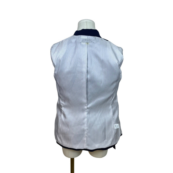 Tahari Women's Navy Two Button Blazer Jacket Pinstriped Lining Size 2