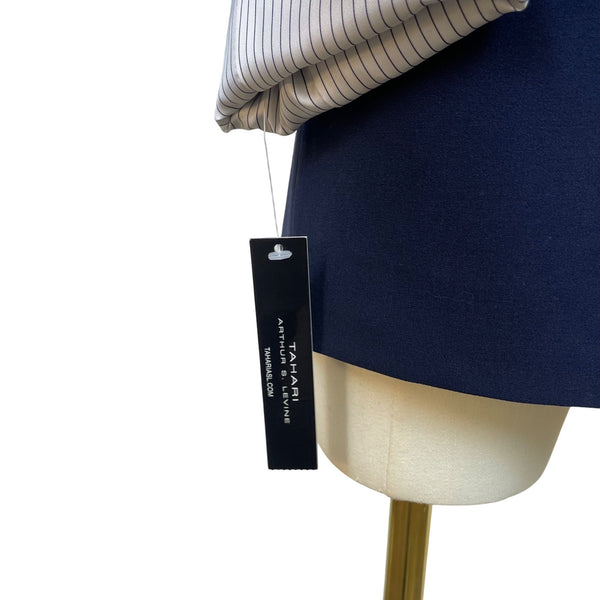 Tahari Women's Navy Two Button Blazer Jacket Pinstriped Lining Size 2