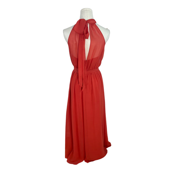 Alfred Angelo Red Halter Maxi Jumpsuit With Sheer Overlay Size 0