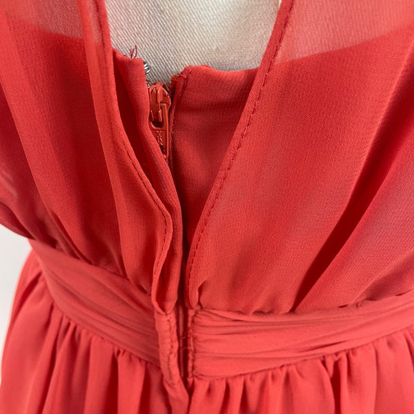 Alfred Angelo Red Halter Maxi Jumpsuit With Sheer Overlay Size 0