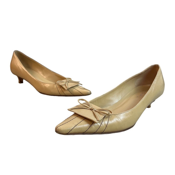 Classiques Entier Women's Beige Leather Kitten Heels Sz 8.5 - EUC