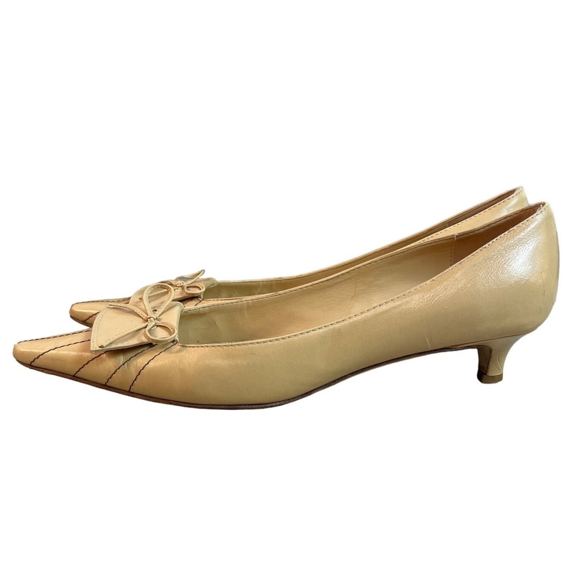 Classiques Entier Women's Beige Leather Kitten Heels Sz 8.5 - EUC