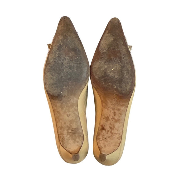 Classiques Entier Women's Beige Leather Kitten Heels Sz 8.5 - EUC