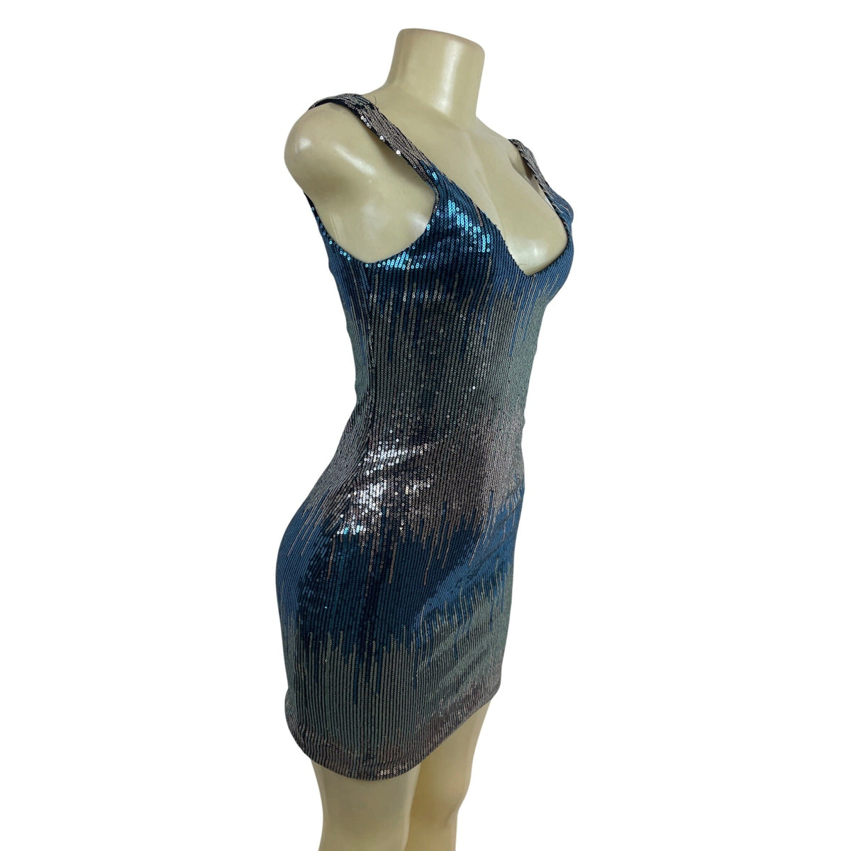 Fórmul@ Joven Blue & Silver Sequin Mini Dress Size 38