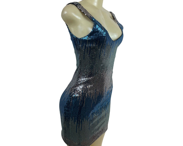 Fórmul@ Joven Blue & Silver Sequin Mini Dress Size 38