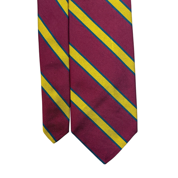 Vintage Brooks Brothers Burgundy Yellow Silk Stripe Tie 58" Classic Ivy