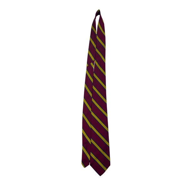 Vintage Brooks Brothers Burgundy Yellow Silk Stripe Tie 58" Classic Ivy