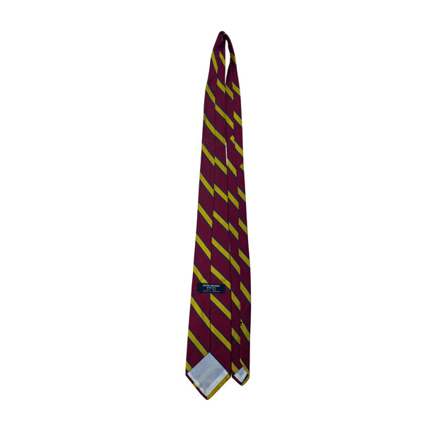 Vintage Brooks Brothers Burgundy Yellow Silk Stripe Tie 58" Classic Ivy