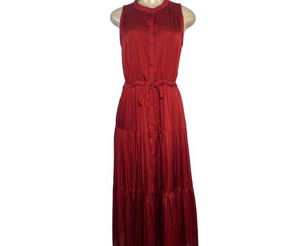 Banana Republic Womens Red Sleeveless Button-Front Maxi Dress Size 0- New