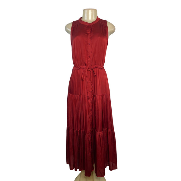 Banana Republic Womens Red Sleeveless Button-Front Maxi Dress Size 0- New