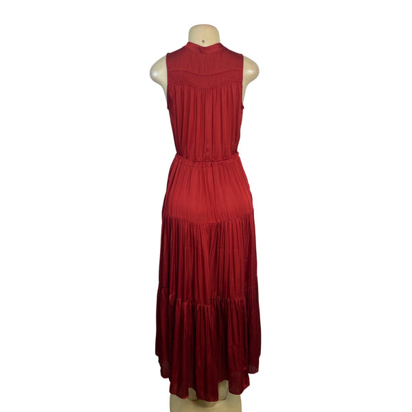 Banana Republic Womens Red Sleeveless Button-Front Maxi Dress Size 0- New