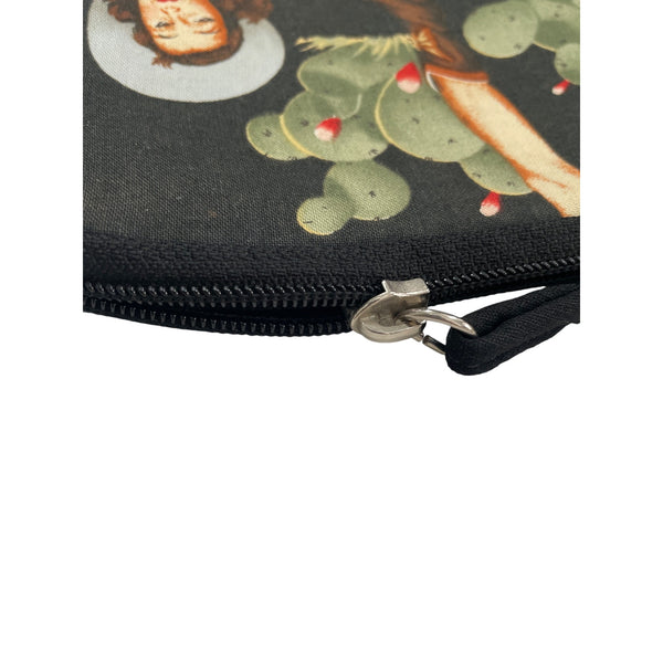 Cowgirl Print Wristlet Clutch By Rex Black/Multicolor Cotton Zipper Pouch Handbag