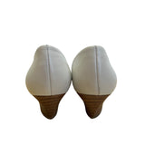 Via Spiga Off White Calf Leather Pina Pointed Toe Low Kitten Heel Pumps Sz 8.5M