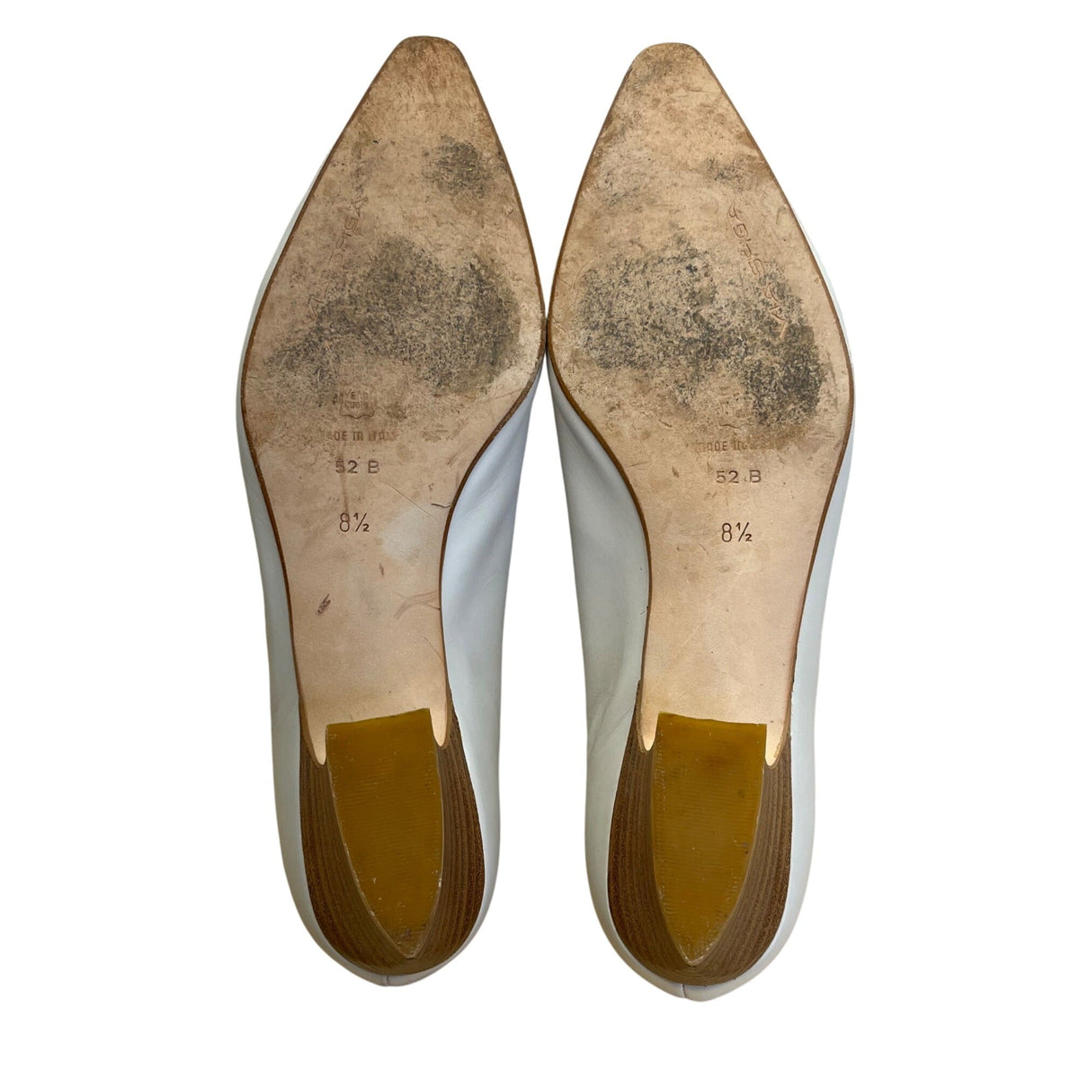 Via Spiga Off White Calf Leather Pina Pointed Toe Low Kitten Heel Pumps Sz 8.5M